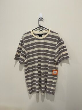 Poler Striped Short Sleeve Tee - Cream & Brown
